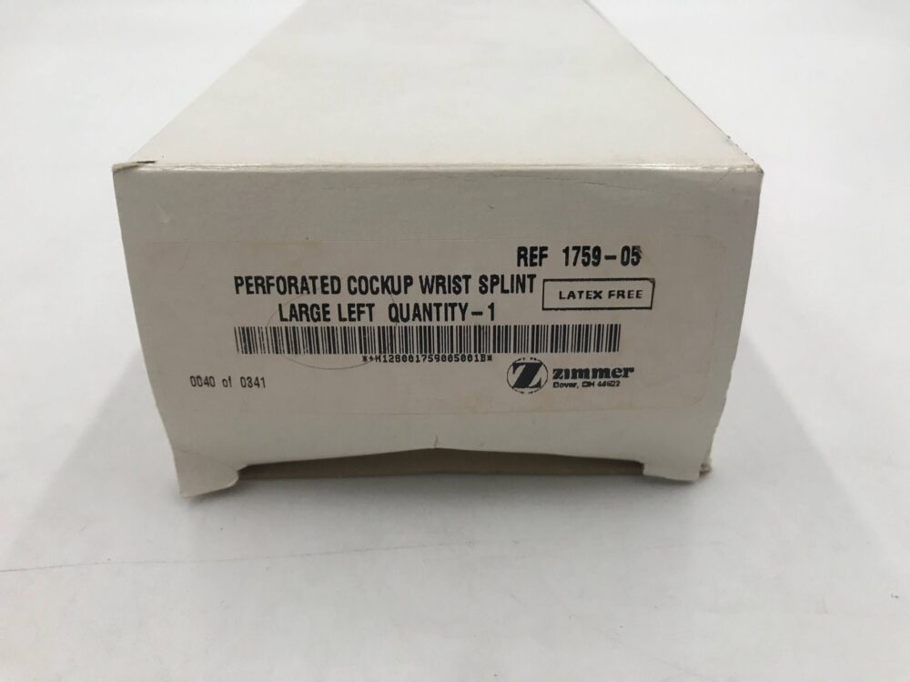 Zimmer 175905 Perforated Cockup Wrist Splint Large Left GB TECH USA