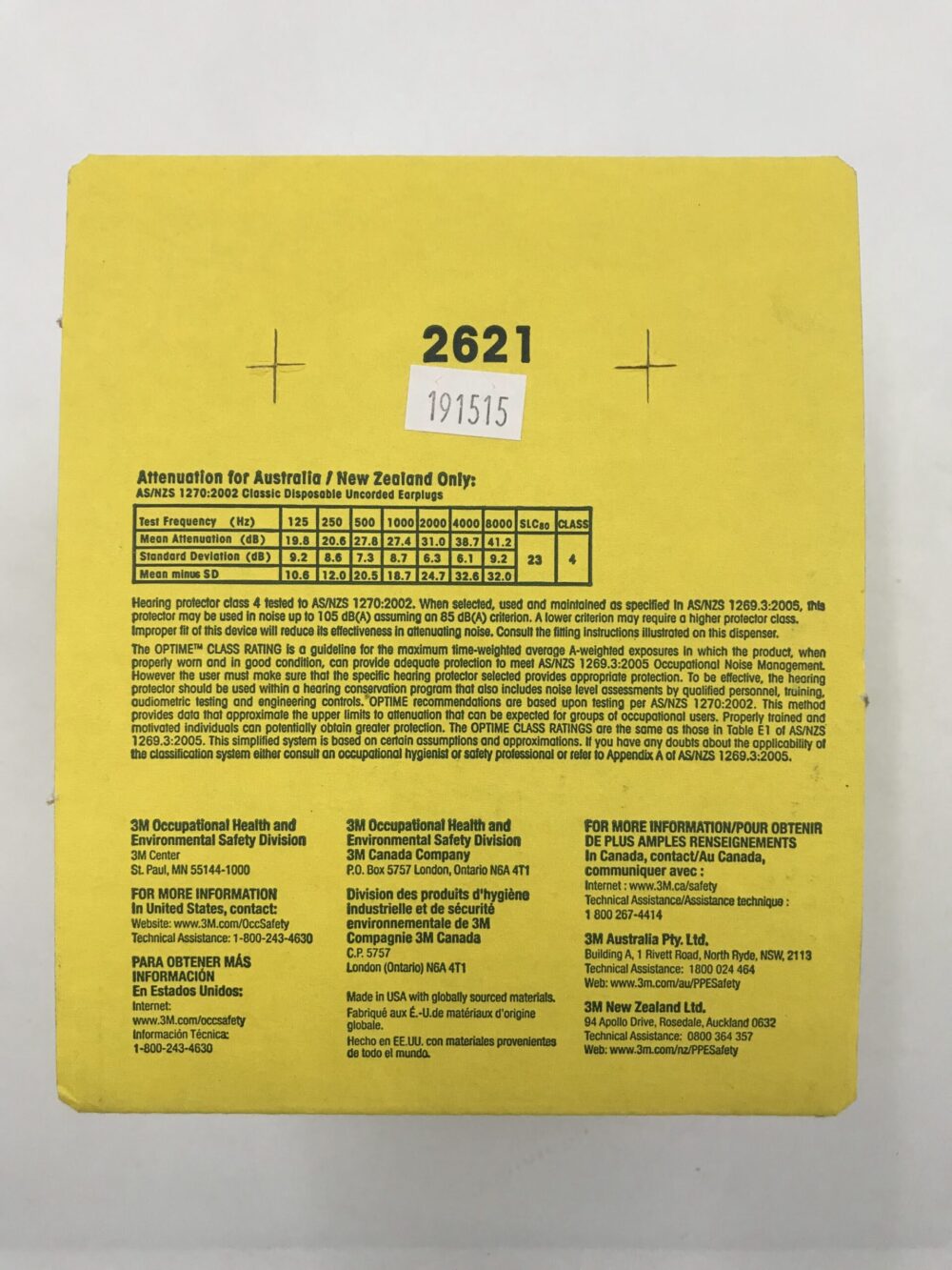 3M 3901000 Classic Ear Plugs Yellow (200/Box) GB TECH USA