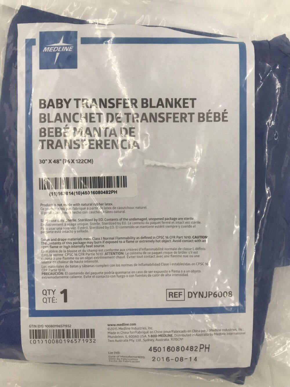 MEDLINE DYNJP6008 Baby Transfer Blanket 30in x 48in GB TECH USA