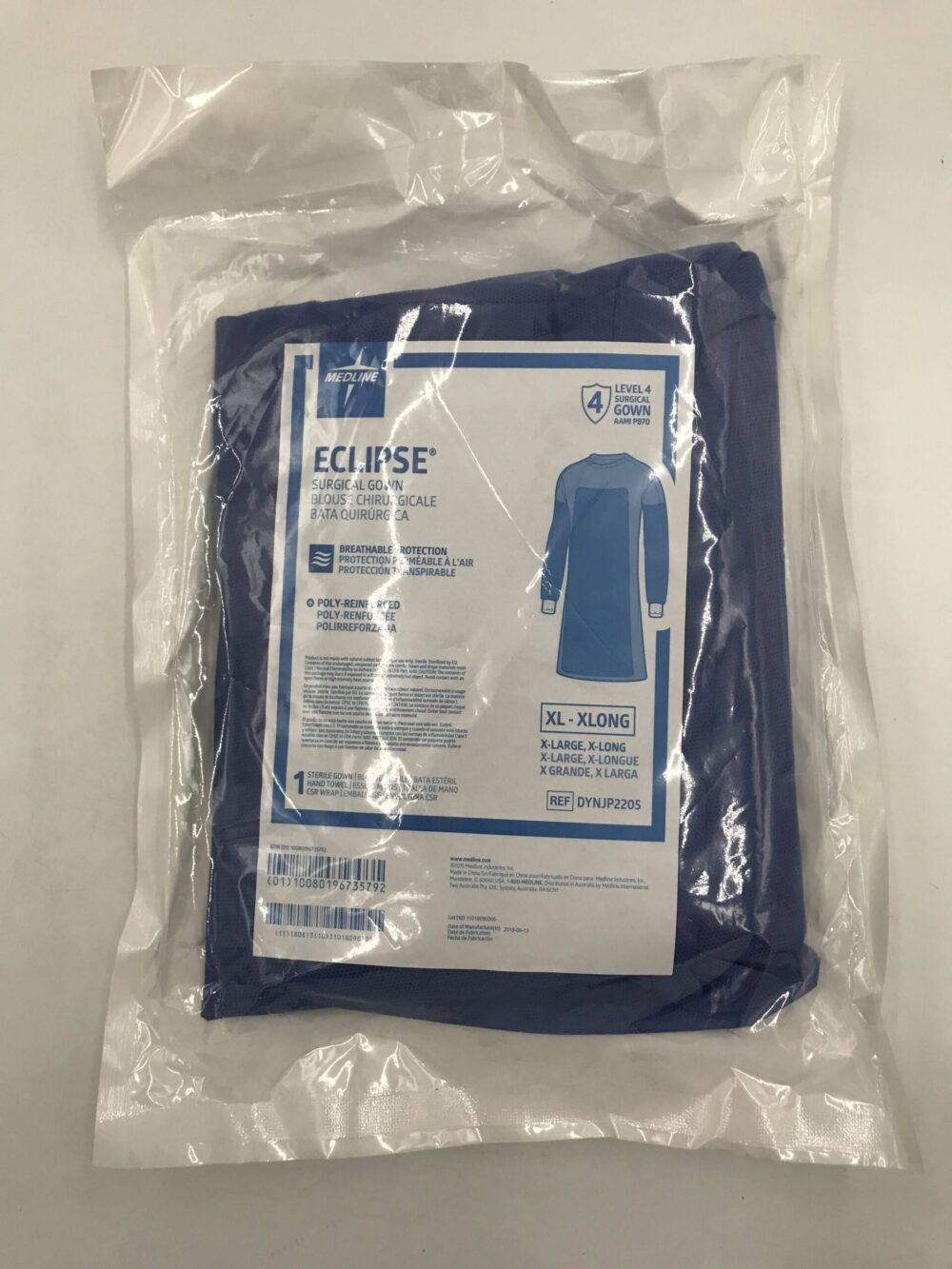 MEDLINE DYNJP2205 Eclipse Surgical Gown, Level 4, XLXlong GB TECH USA