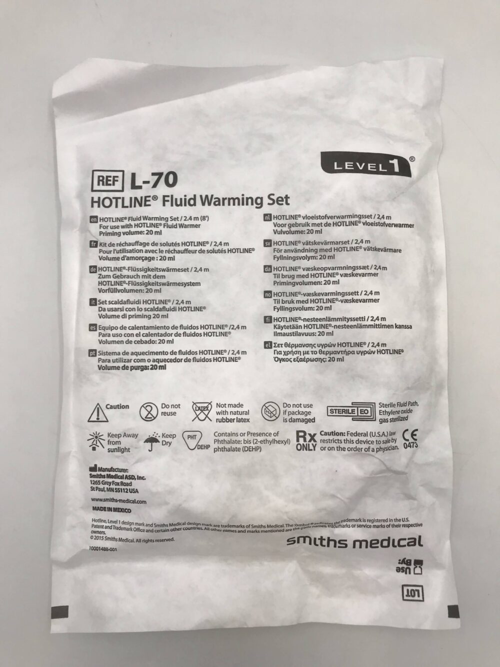 SMITHS MEDICAL L70 Hotline Fluid Warming Set 2.4m(X) GB TECH USA