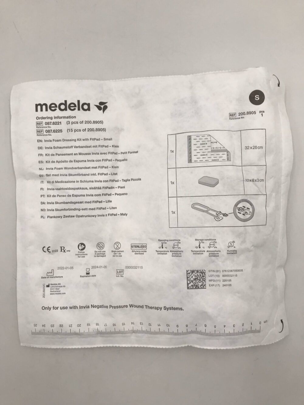 Medela 200.8905 Invia Foam Dressing Kit with Fitpad Small (32x26cm