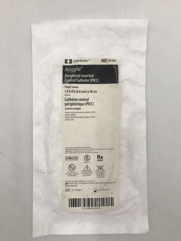 Covidien 43303 Argyle Peripheral Inserted Central Catheter (PICC ...