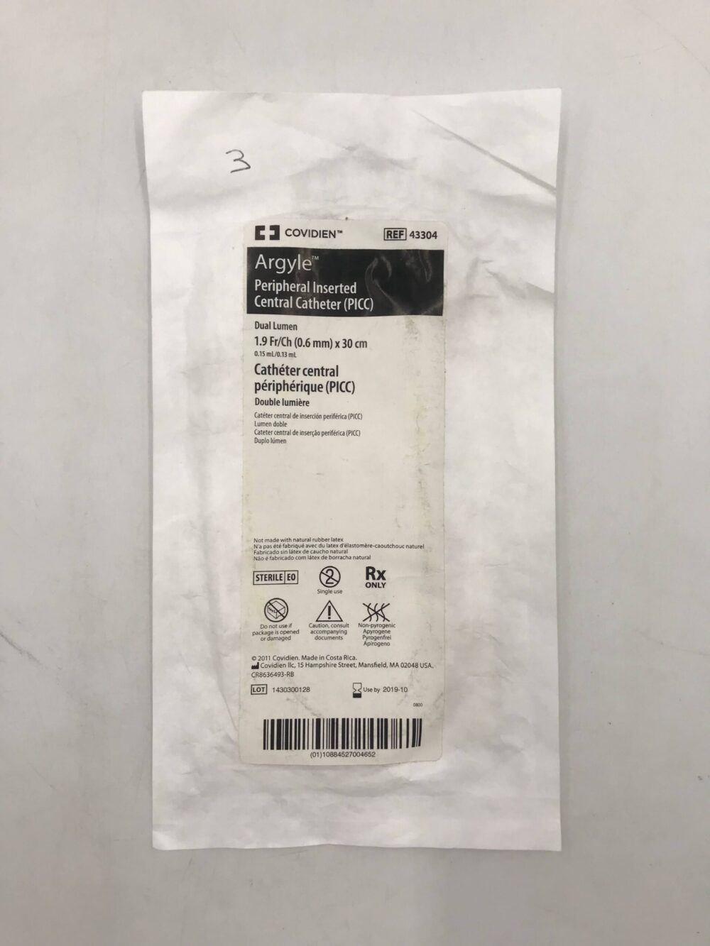 Covidien 43304 Argyle Peripheral Inserted Central Catheter (PICC) Dual ...