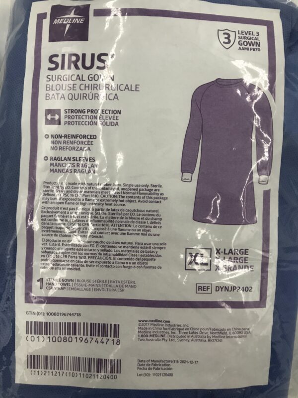 MEDLINE DYNJP2402 Sirus Gurgical Gown Level 3 XLarge GB TECH USA