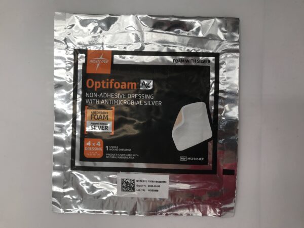 Medline MSC9614EP Optifoam Ag+ Non-Adhesive Dressing with Antimicrobial ...