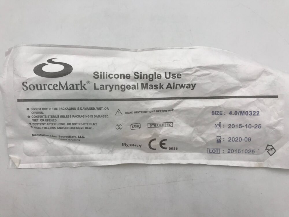 SourceMark M0322 Silicone Single Use Laryngeal Mask Airway 4.0 (X) GB