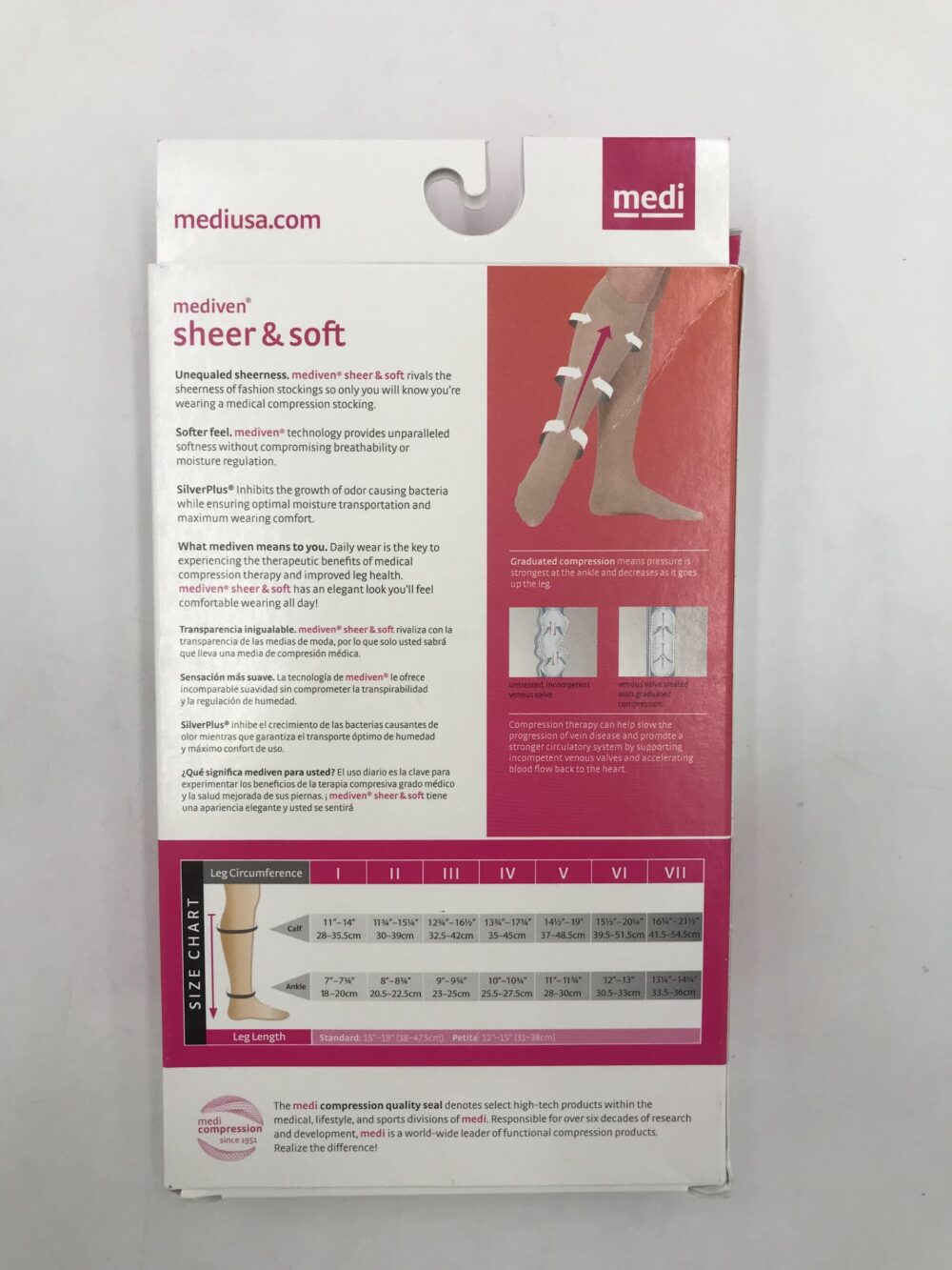 Mediven 42405 Compression Stockings Sheer & Soft Calf Closed Toe Natural  15-20 Size V - GB TECH USA