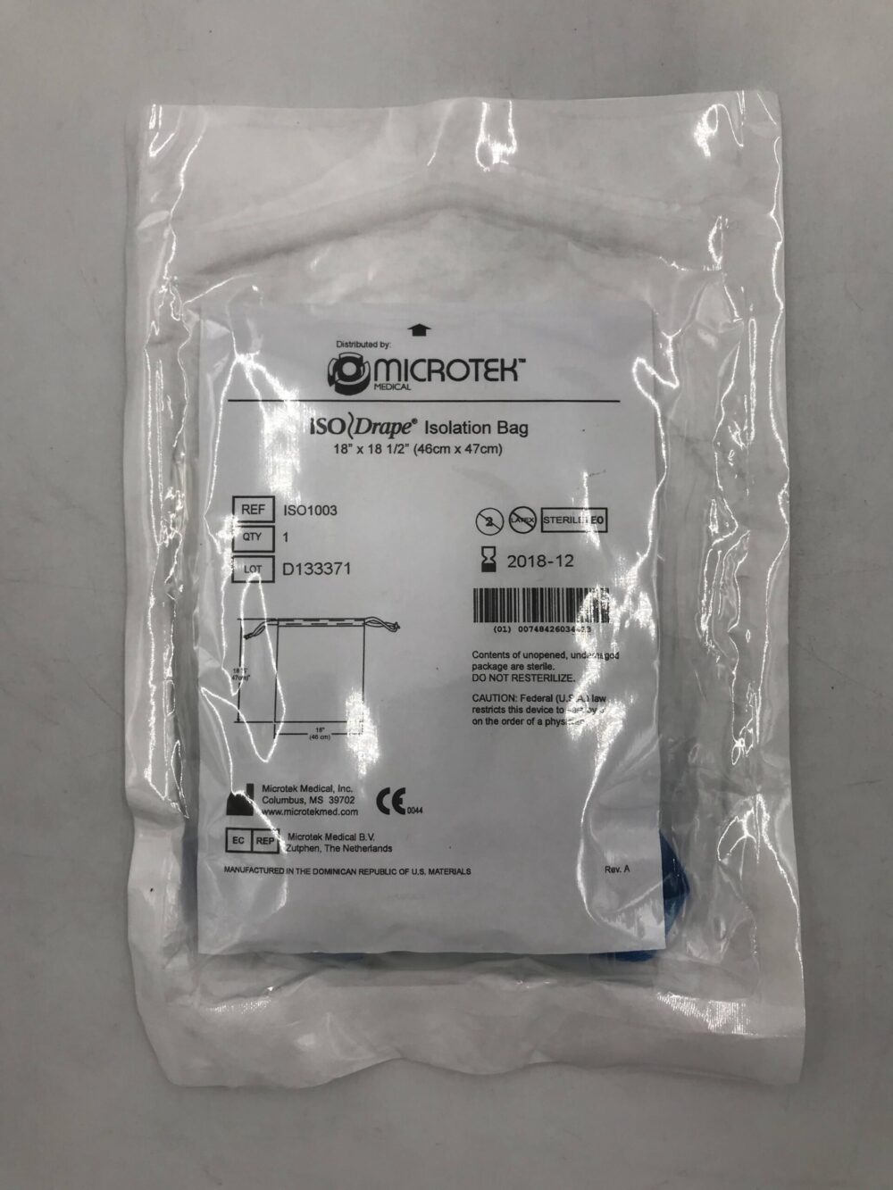 MICROTEK MEDICAL ISO1003 Isolation Drape 18in x 18 1/2in (X) GB TECH USA
