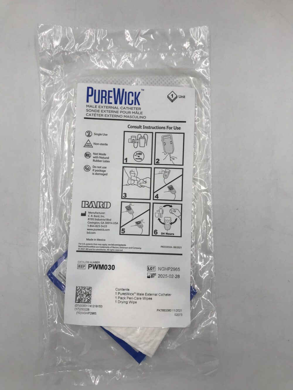 BARD PWM030 PureWick Male External Catheter (30/Case) GB TECH USA