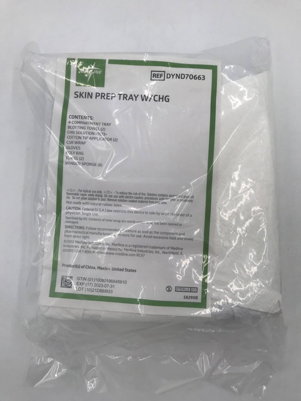 MEDLINE DYND70663 Skin Prep Tray w/CHG (X) GB TECH USA