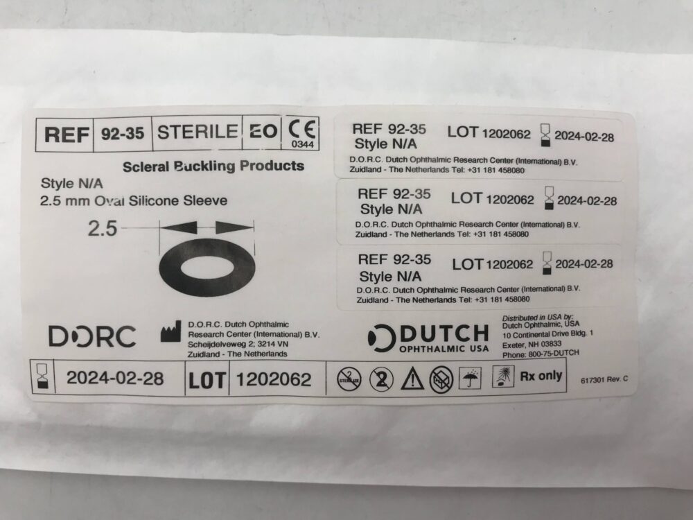 Dorc 92-35 Scleral Buckling Products Oval Silicone Sleeve 2.5mm (X ...