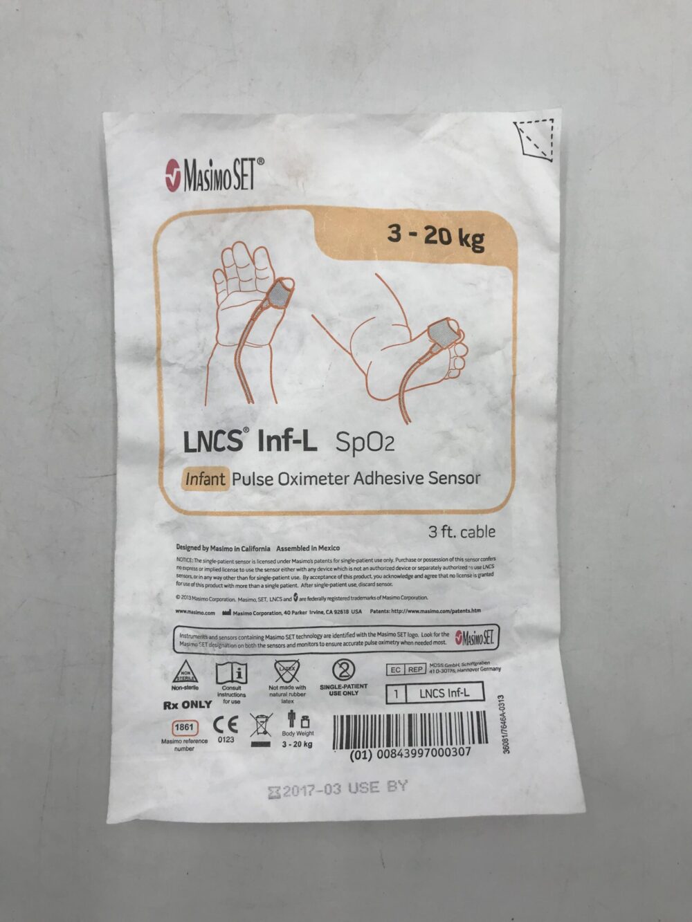 MASIMO SET 1861 Infant Pulse Oximeter Adhesive SpO2 Sensor w/3ft Cable
