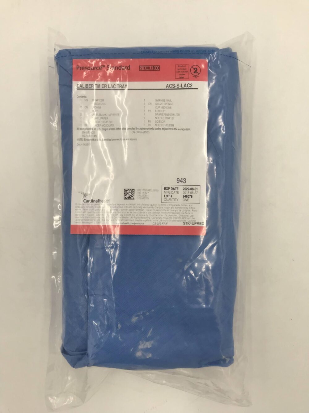 Cardinal Health ACSSLAC2 Caliber TM ER Lac Tray (X) GB TECH USA