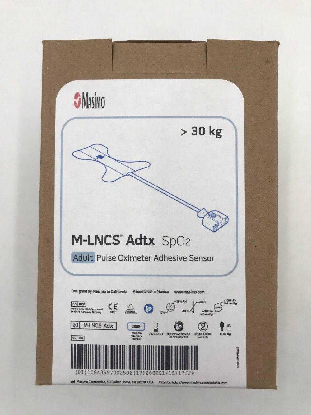 MASIMO 2508 M-LNCS Adtx SpO2 Adult Pulse Oximeter Adhesive Sensor >30kg ...