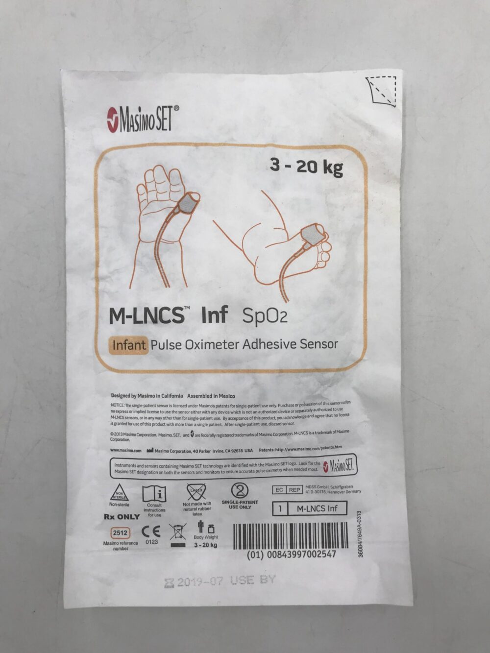 MASIMO 2512 MLNCS Inf Infant Pulse Oximeter Adhesive SpO2 Sensor 3