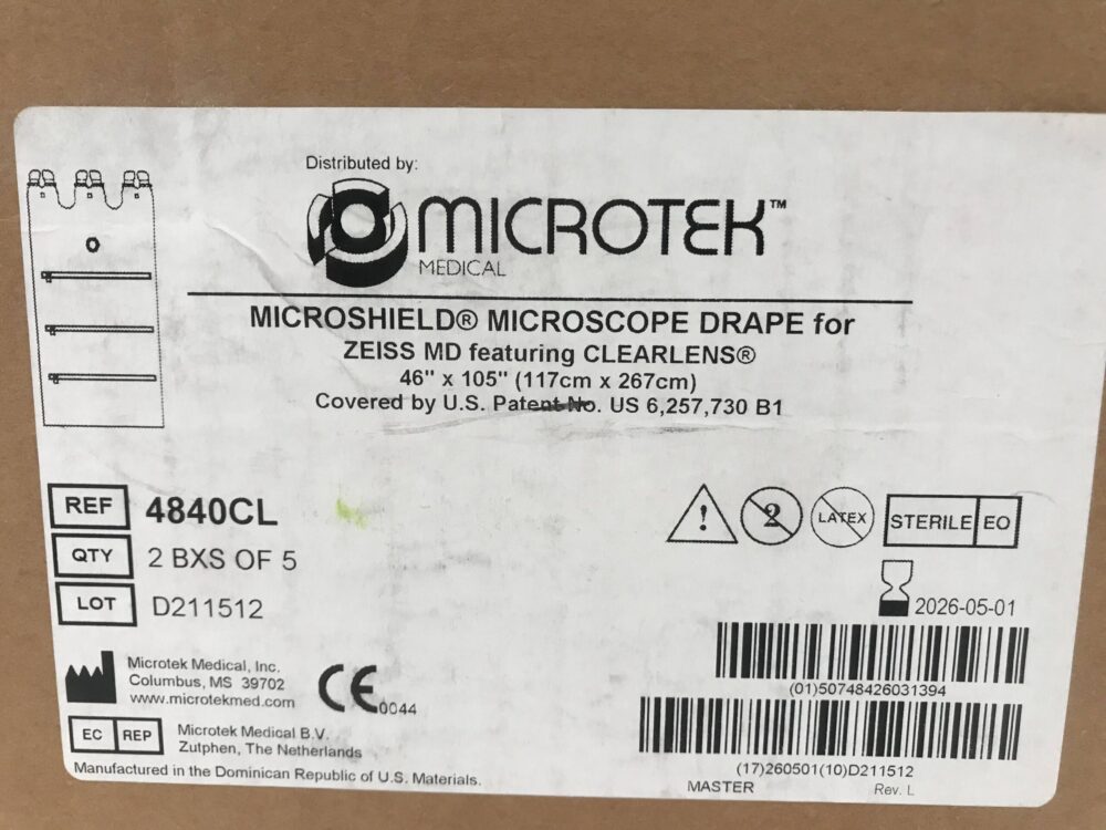 Microtek Medical 4840CL Microshield Microscope Drape for Zeiss MD 46″ x