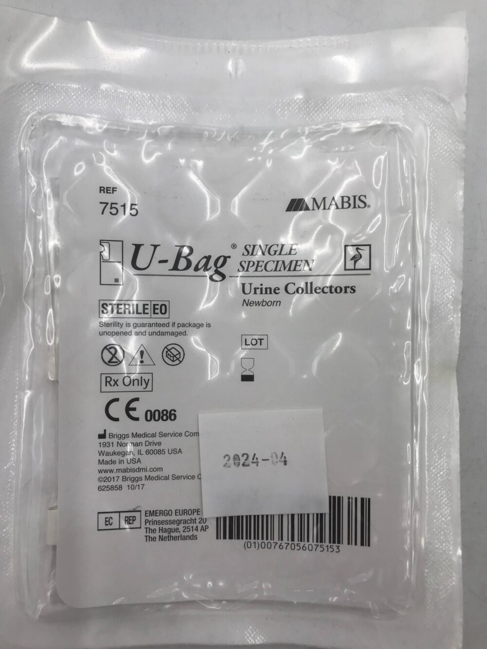 Briggs Medical 7515 UBag Single Specimen Urine Collectors Newborn (10
