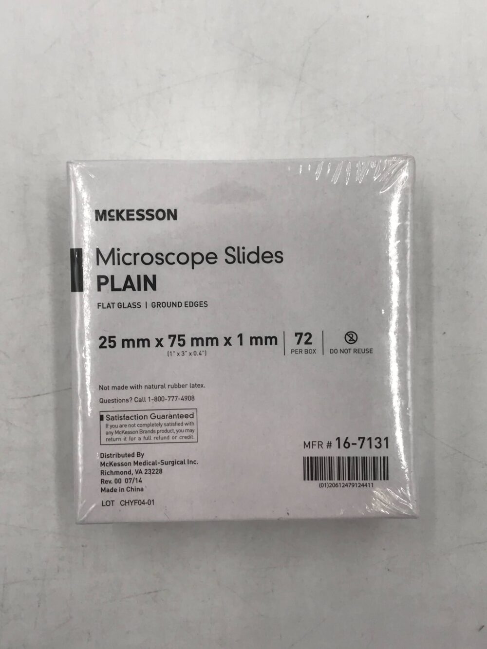 McKesson 16-7131 Microscope Slides Plain Flat Glass Ground Edges 25mm x ...