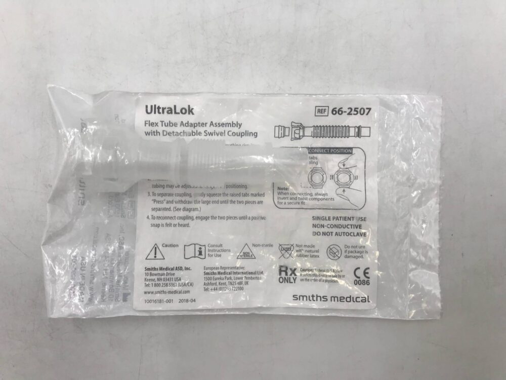 SMITHS MEDICAL 662507 Portex UltraLok Flex Tube Adapter w/Detachable Swivel Coupling GB TECH USA