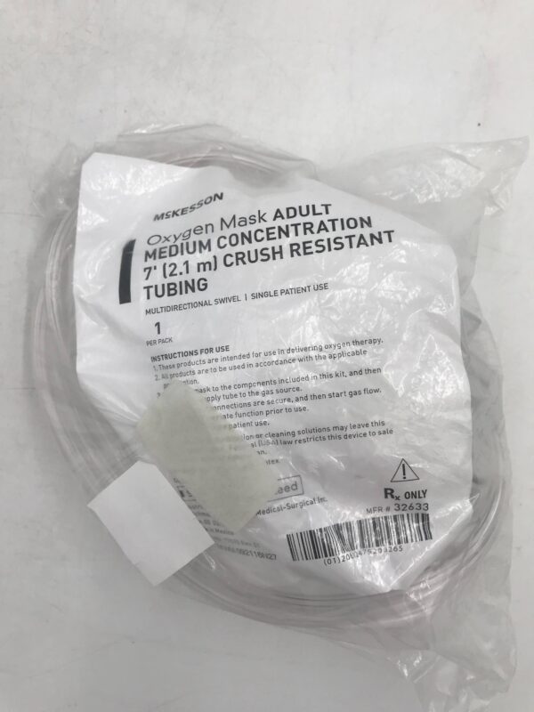 McKesson 32633 Oxygen Mask Adult Med. Concentration 7ft Crush Resistant