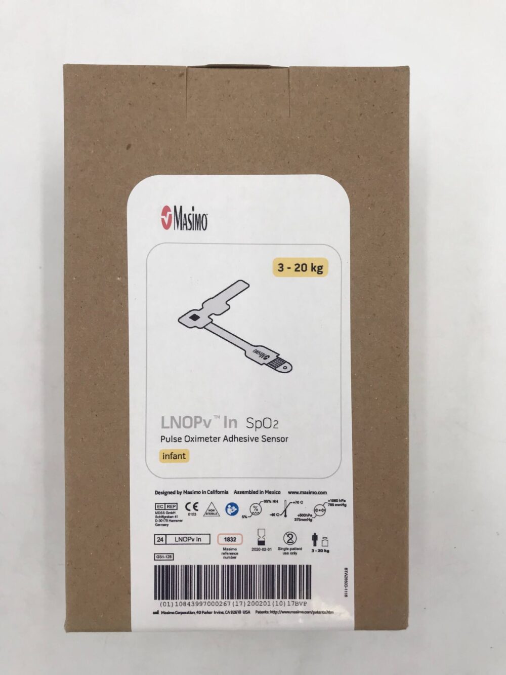 MASIMO 1832 LNOPv In SpO2 Pulse Oximeter Adhesive Sensor, Infant, 3