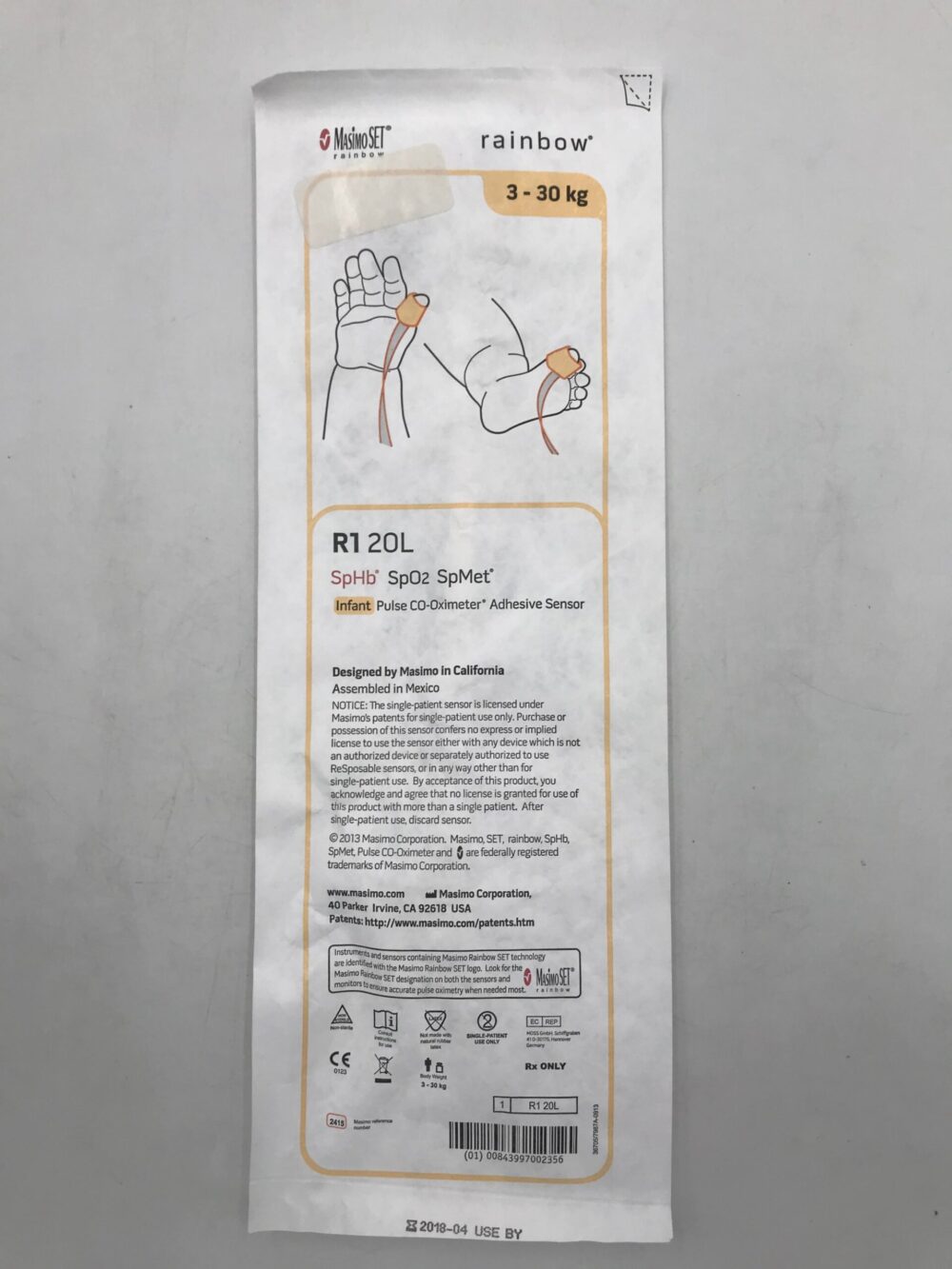 MASIMO 2415 Rainbow R1 20L SpMet Infant Pulse COOximeter Adhesive
