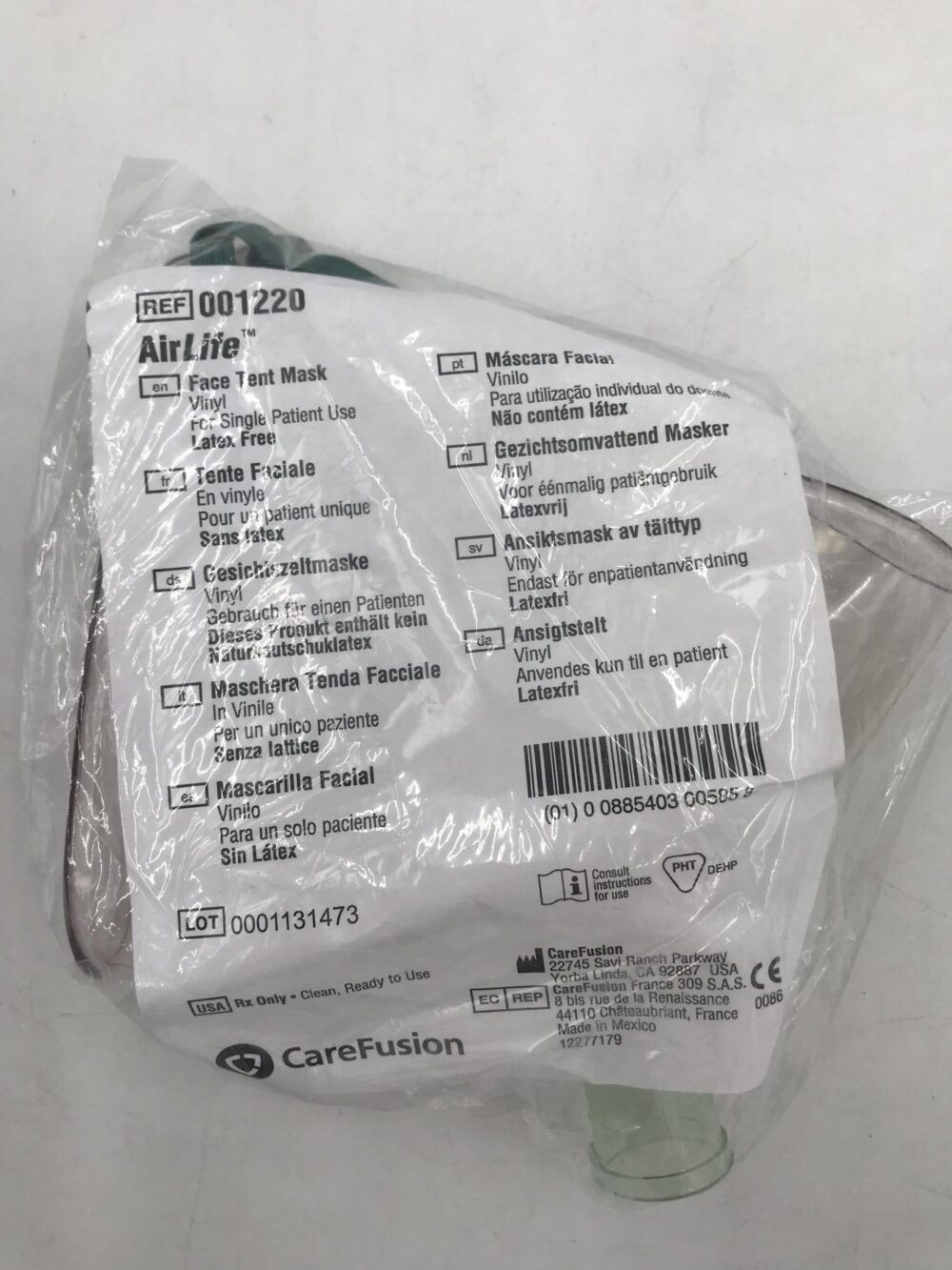 CareFusion 001220 AirLife Face Tent Mask Vinyl GB TECH USA