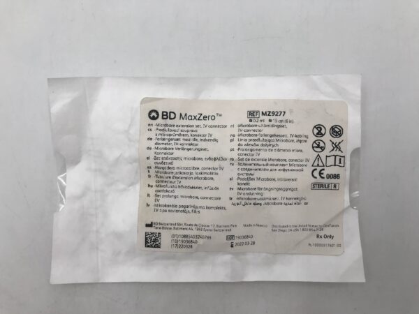 BD MZ9277 MaxZero Microbore Extension Set IV Connector ≈0.2ml ≈15cm ...