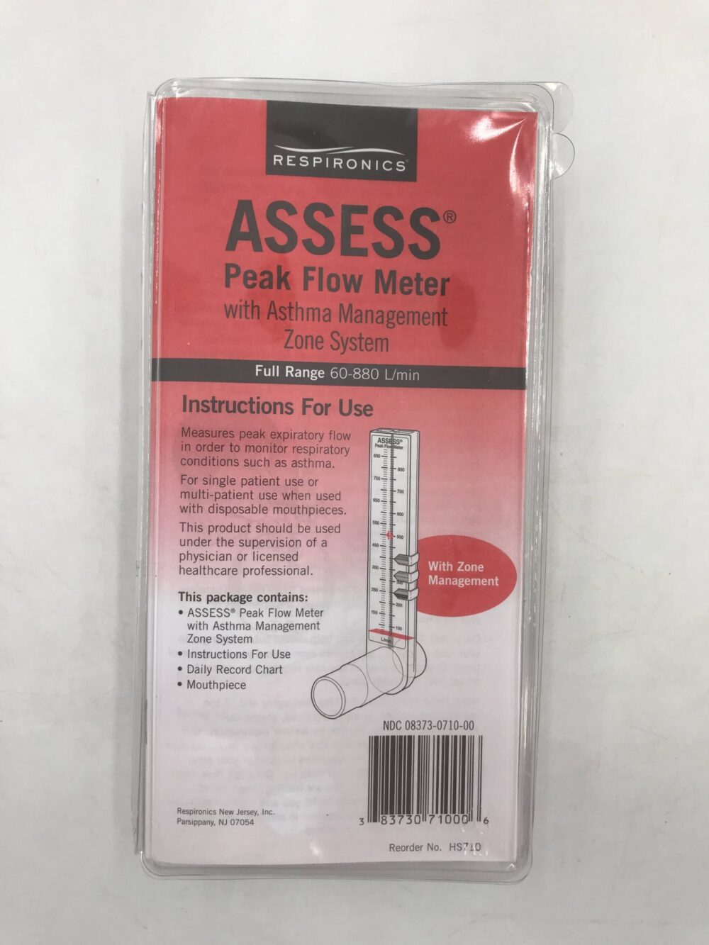 Respironics HS710 Assess Peak Flow Meter with Asthma Management Zone
