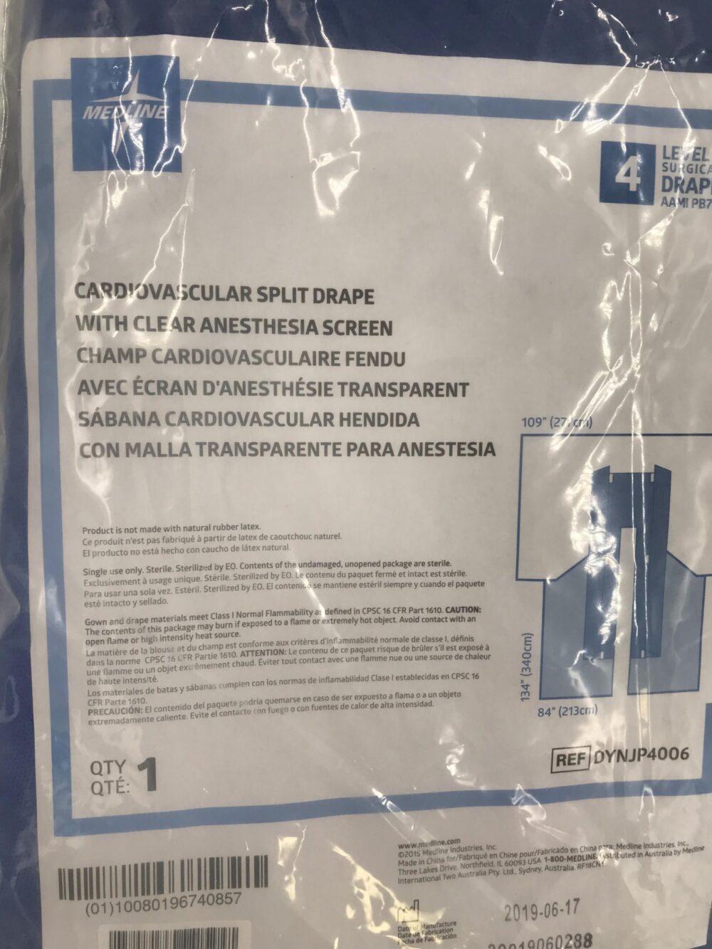 Medline DYNJP4006 Cardiovascular Split Drape with Clear Anesthesia