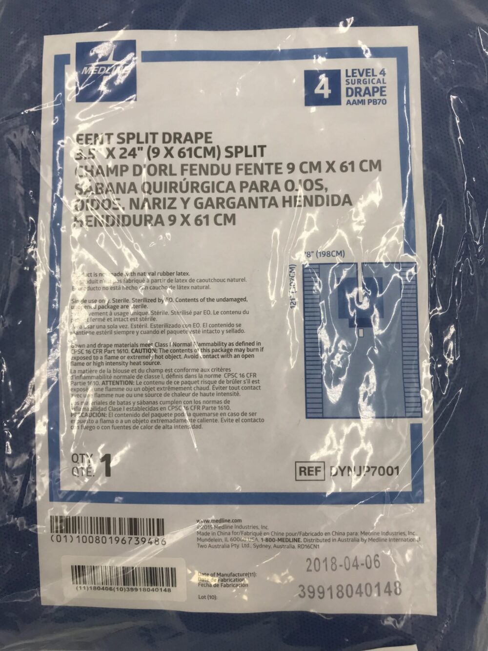 MEDLINE DYNJP7001 EENT Split Surgical Drape Level 4, 121″ x 78″ GB