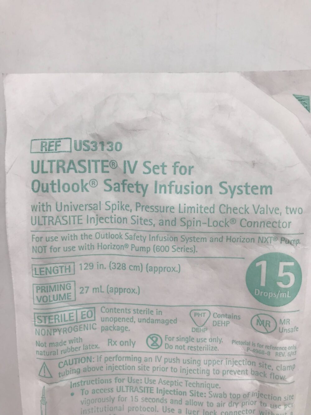 Braun US3130 Ultrasite IV Set for Outlook Safety Infusion System 15