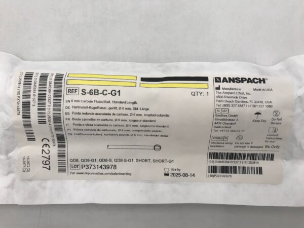 Anspach S-6B-C-G1 Carbide Fluted Ball Standard Length 6mm – GB TECH USA