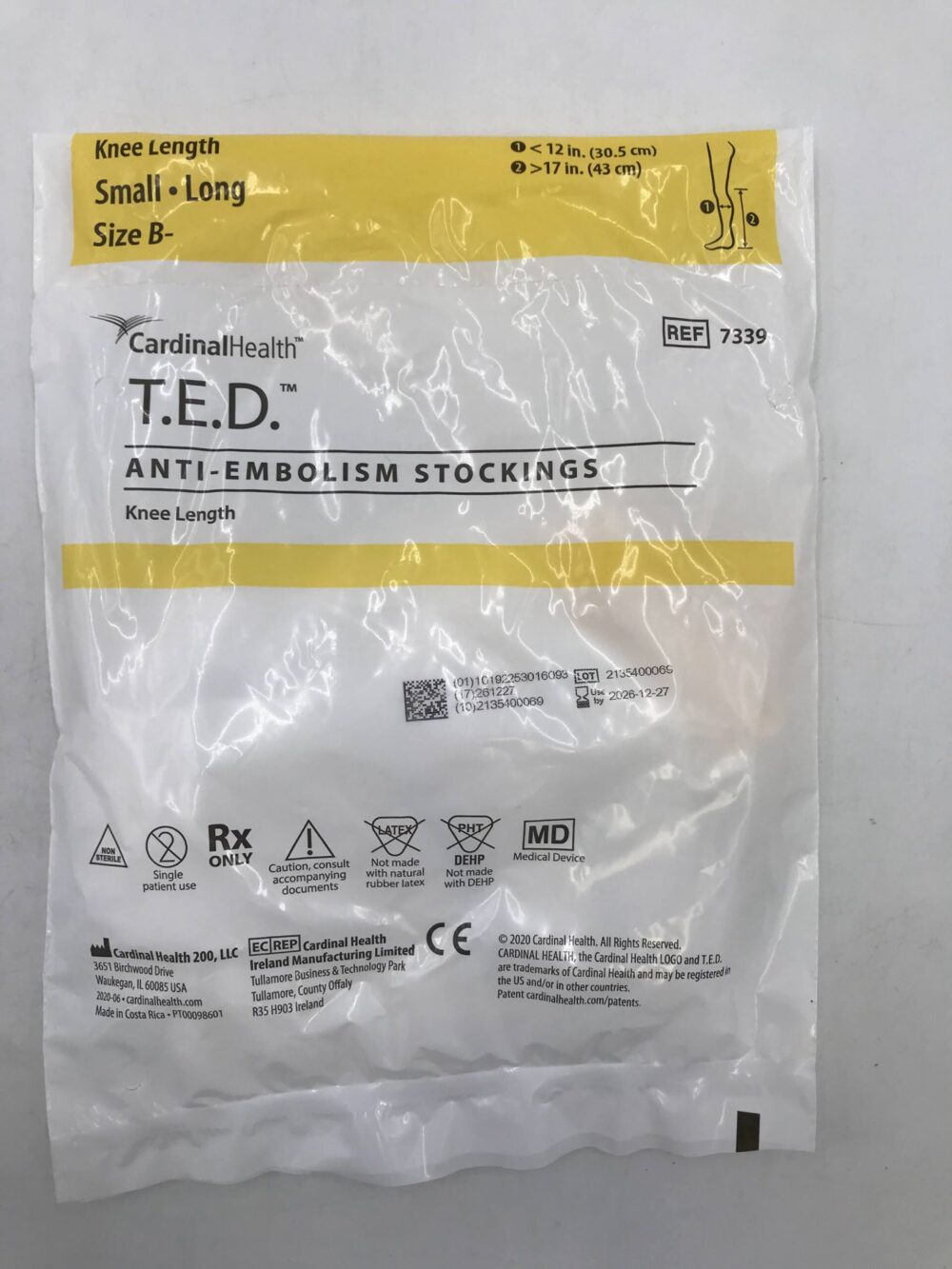 Cardinal Health 7339 T.E.D. AntiEmbolism Stockings Knee Length Small