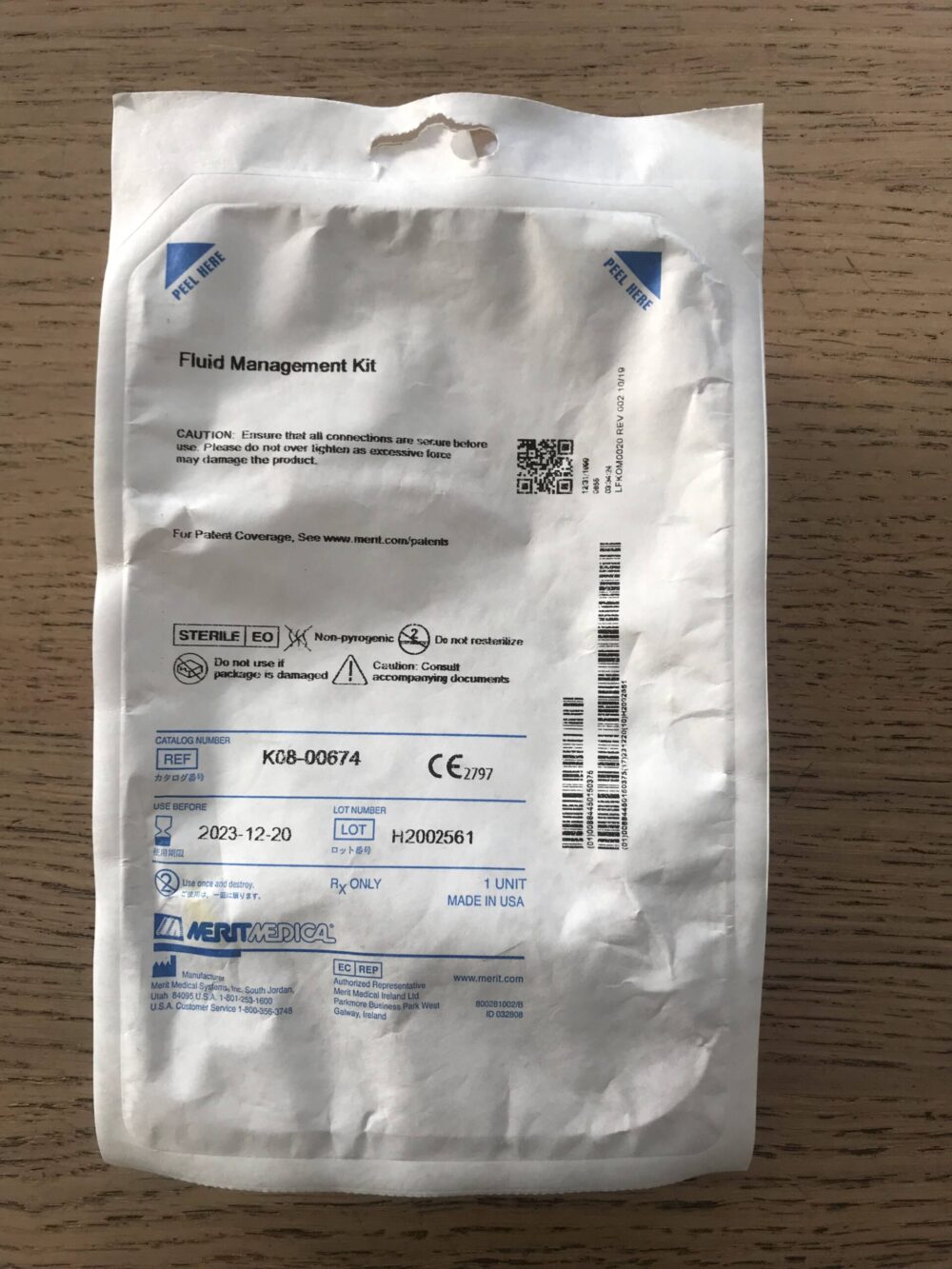 MERIT MEDICAL K0800674 Fluid Management Kit (X) GB TECH USA