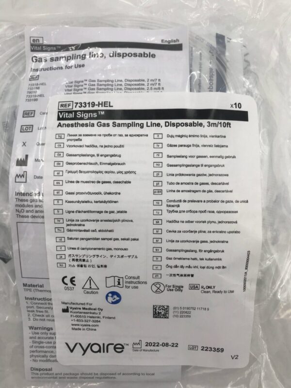 VYAIRE 73319-HEL Vital Signs Anesthesia Gas Sampling Line Disp. 3m/10ft ...