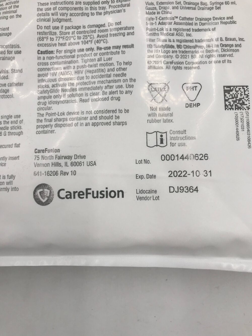 CareFusion PIG1280TSP SafeTCentesis PLUS Catheter Drainage Tray 8F(X