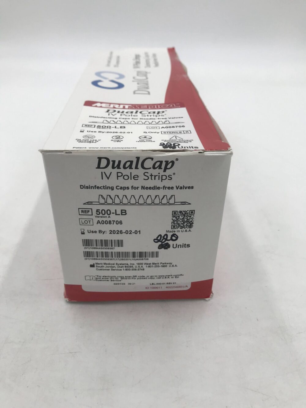 MERIT MEDICAL 500LB DualCap IV Pole Strips Disinfecting Caps for