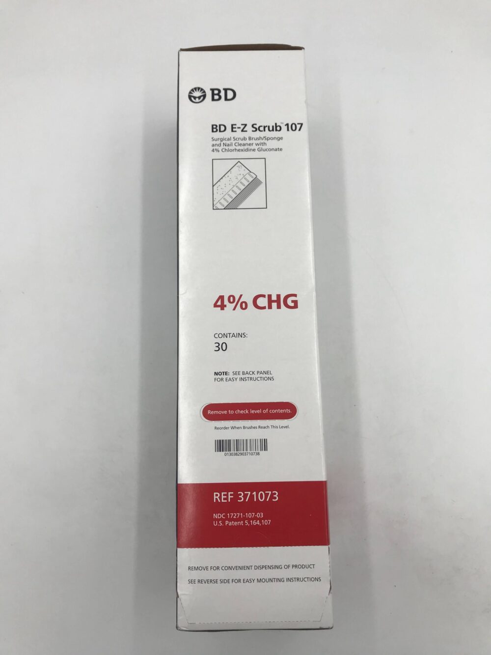 BD 371073 EZ Scrub 107 Surgical Scrub Brush/Sponge and Nail Cleaner w/ 4 CHG (30/Box) GB