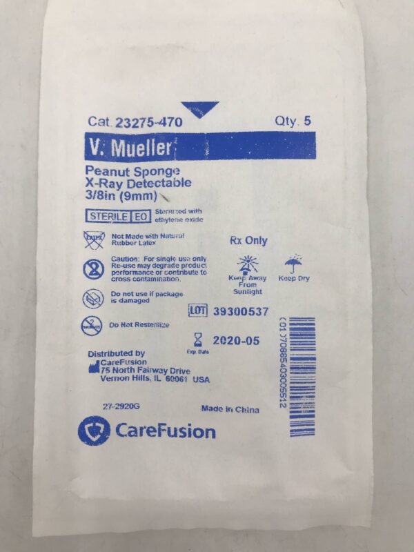 CareFusion 23275470 V. Mueller Peanut Sponge XRay Detectable 3/8in