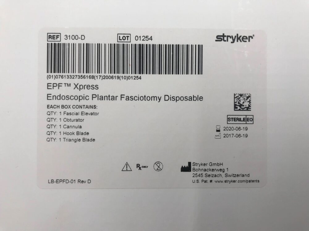 STRYKER 3100D EPF Xpress Endoscopic Plantar Fasciotomy Disposable (X