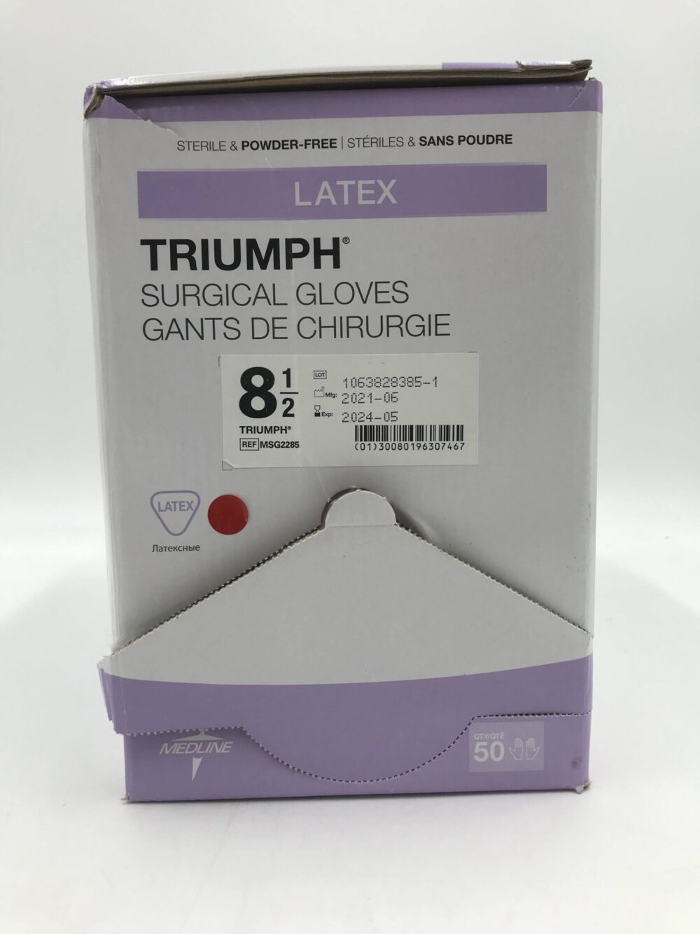 Medline MSG2285 Triumph Surgical Gloves Latex (50Pairs/Box) (X 