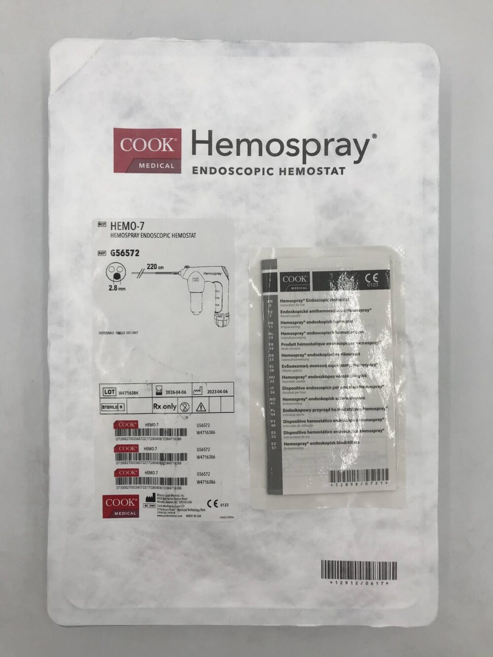 Cook G56572 HEMO7 Hemospray Endoscopic Hemostat 220cm GB TECH USA