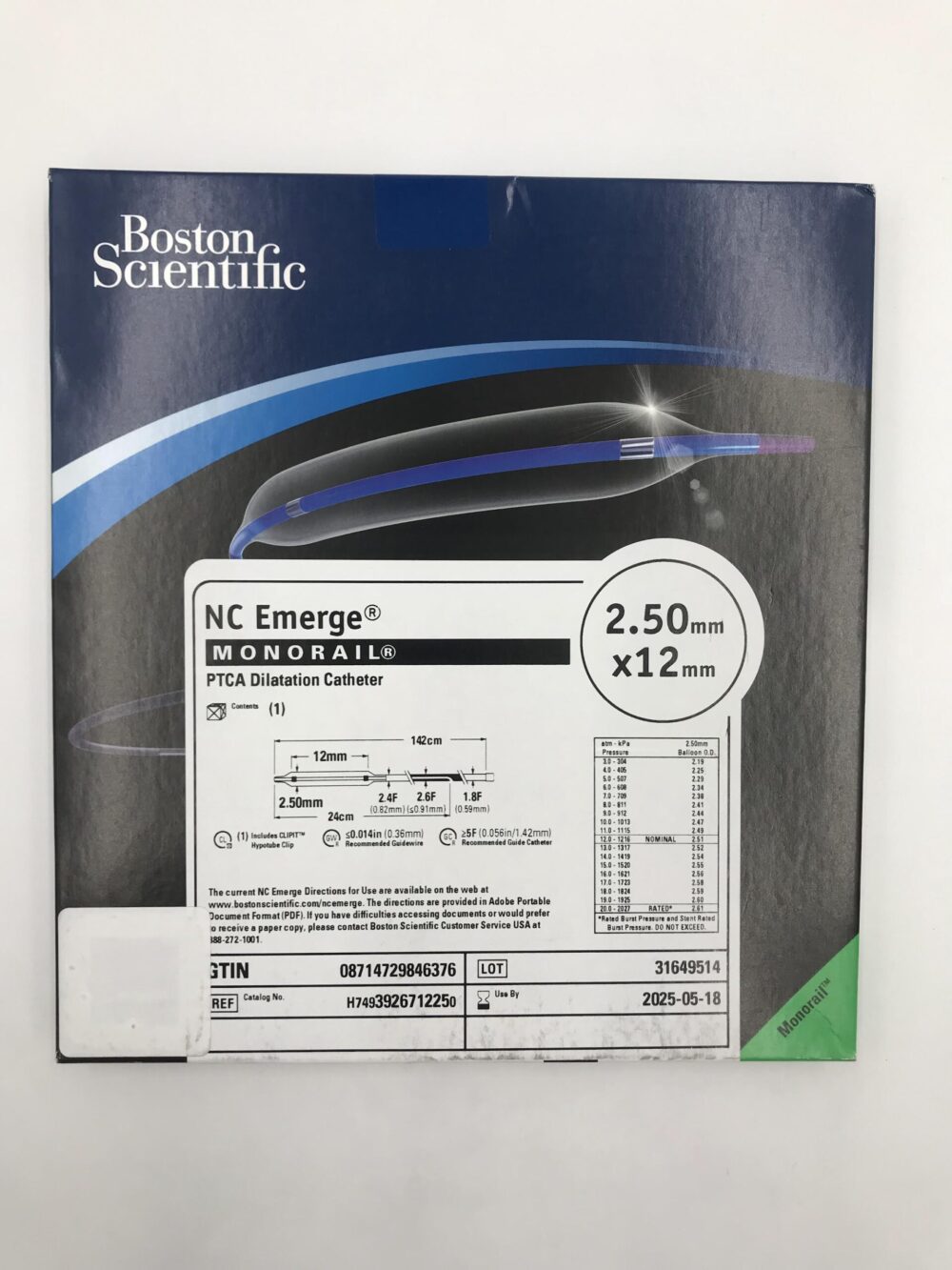 Boston Scientific 392671225 NC Emerge Monorail PTCA Dilatation 