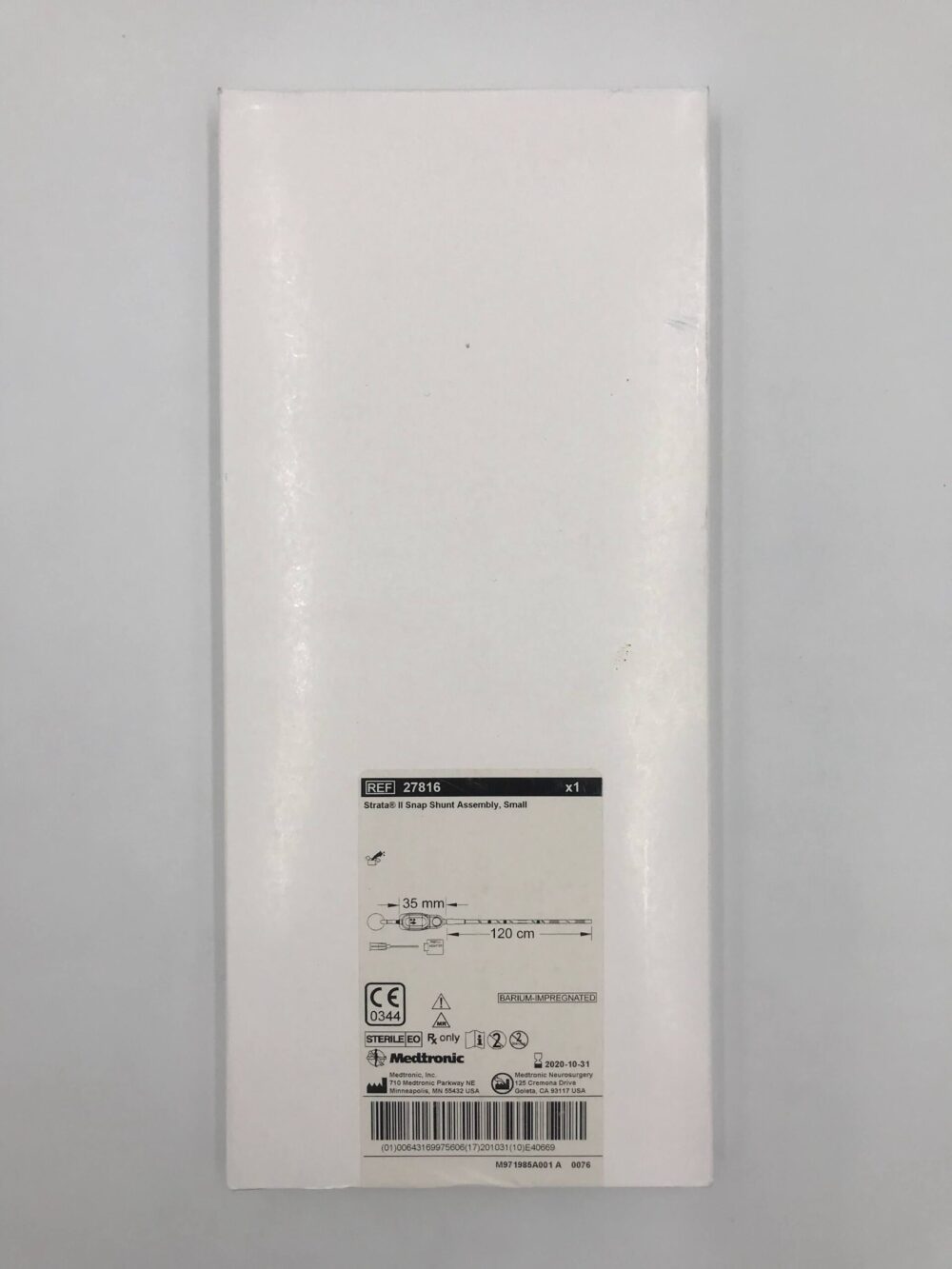 Medtronic 27816 Strata II Snap Shunt Assembly Small 35mm x 120cm 