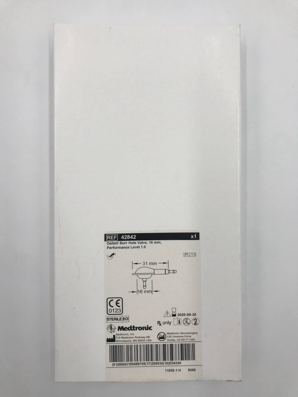 Medtronic 42842 Delta Burr Hole Valve 16mm Perfomance Level 1.0 (X 