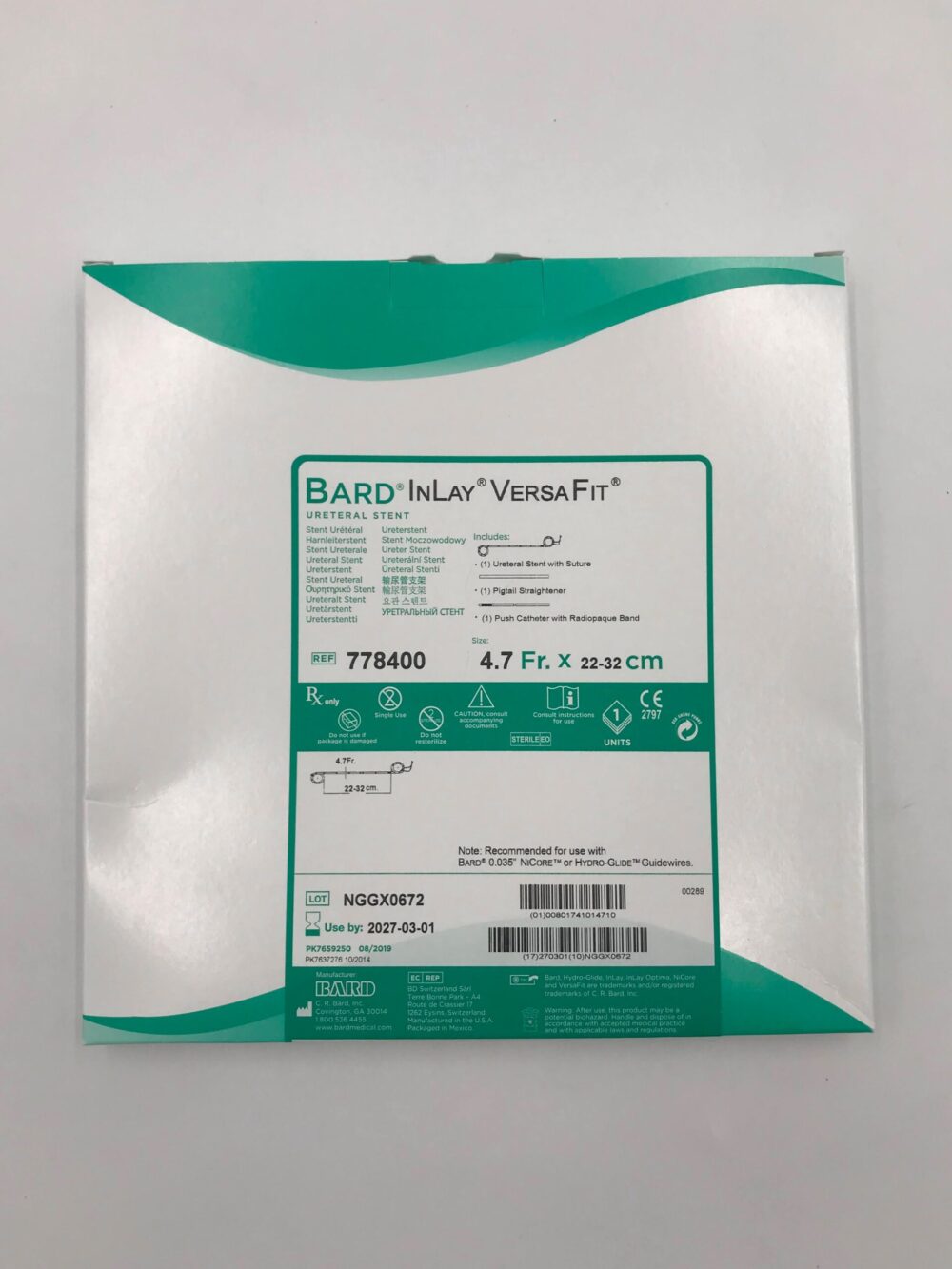 BARD 778400 InLay VersaFit Ureteral Stent 4.7F x 22-32cm - GB TECH USA