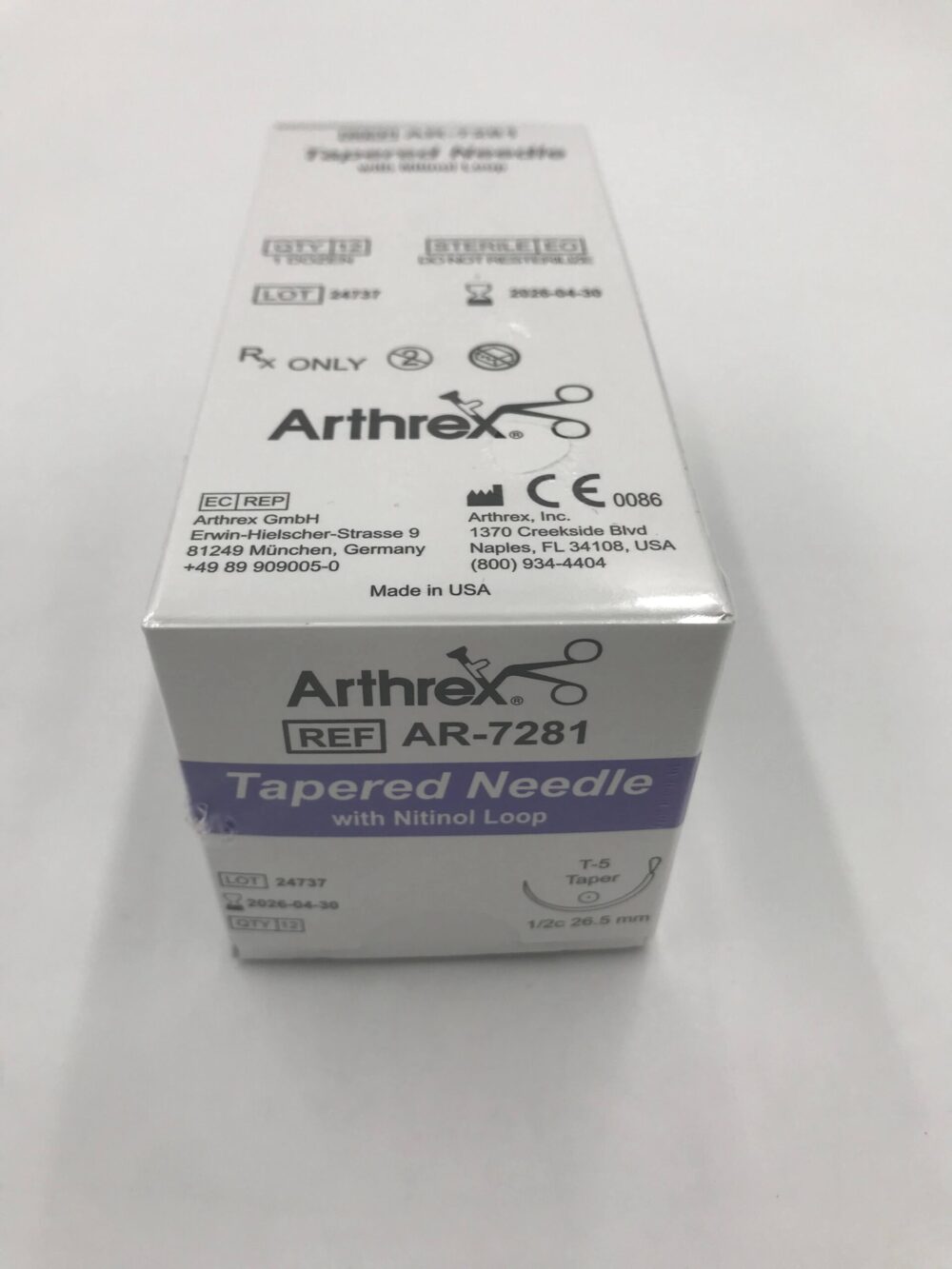 ARTHREX AR7281 Tapered Needle w/ Nitinol Loop T5, 26.5mm (12/Box