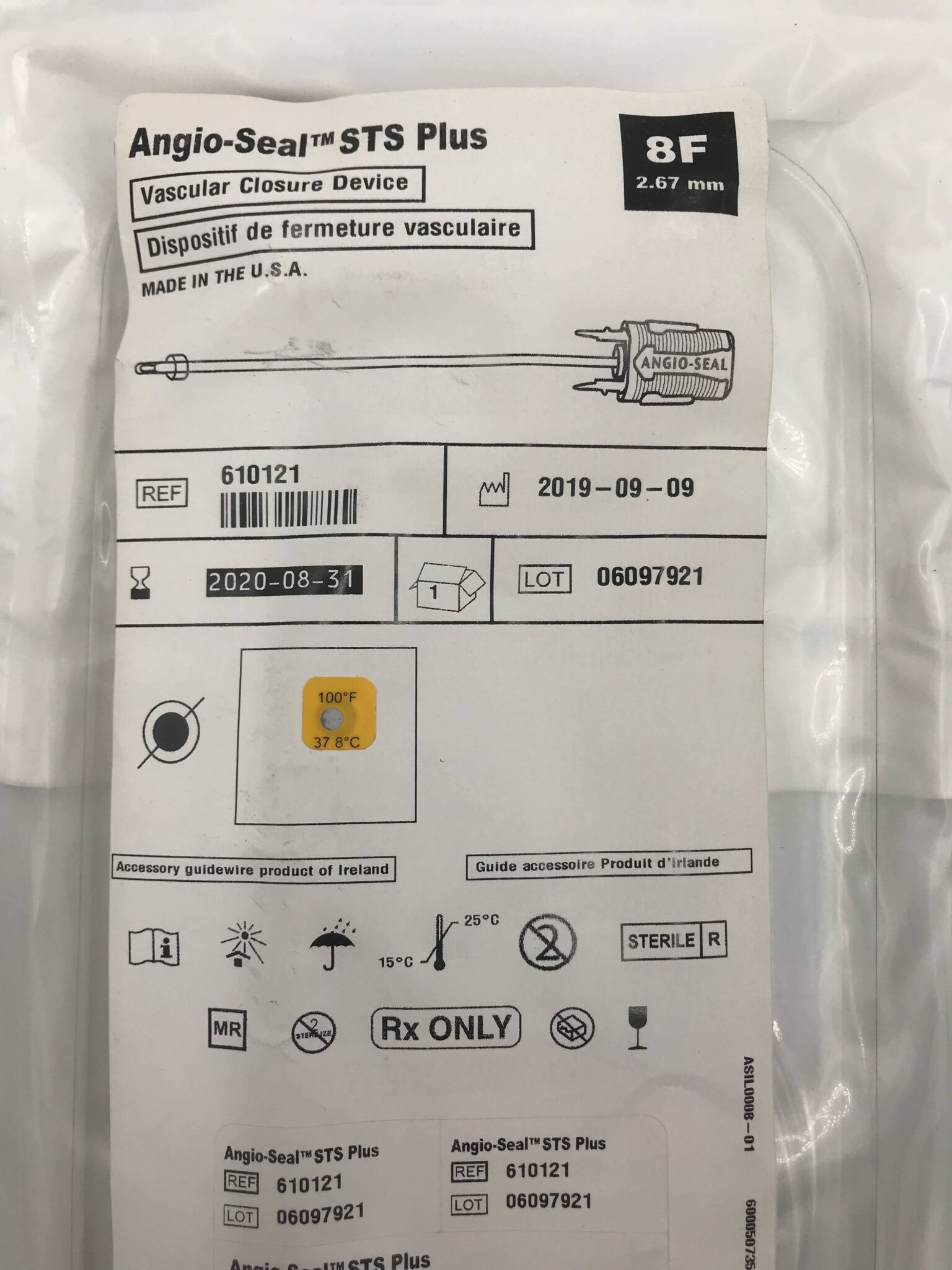 TERUMO 610121 AngioSeal STS Plus Vascular Closure Device 8F (X) GB